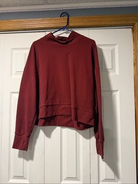 Women's High-Neck Pullover Sweatshirt - Deep Wine